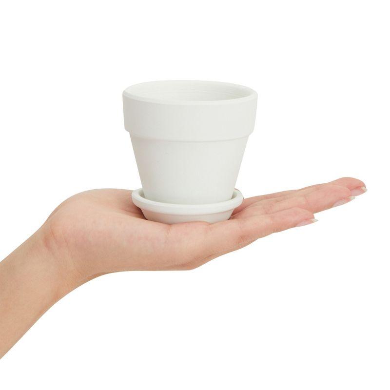 Juvale 12 Pack White Clay Mini Terracotta Pots with Saucers and Drainage Hole, Paintable Pottery for Succulents, Crafts, and Wedding Decor, 3 Inch
