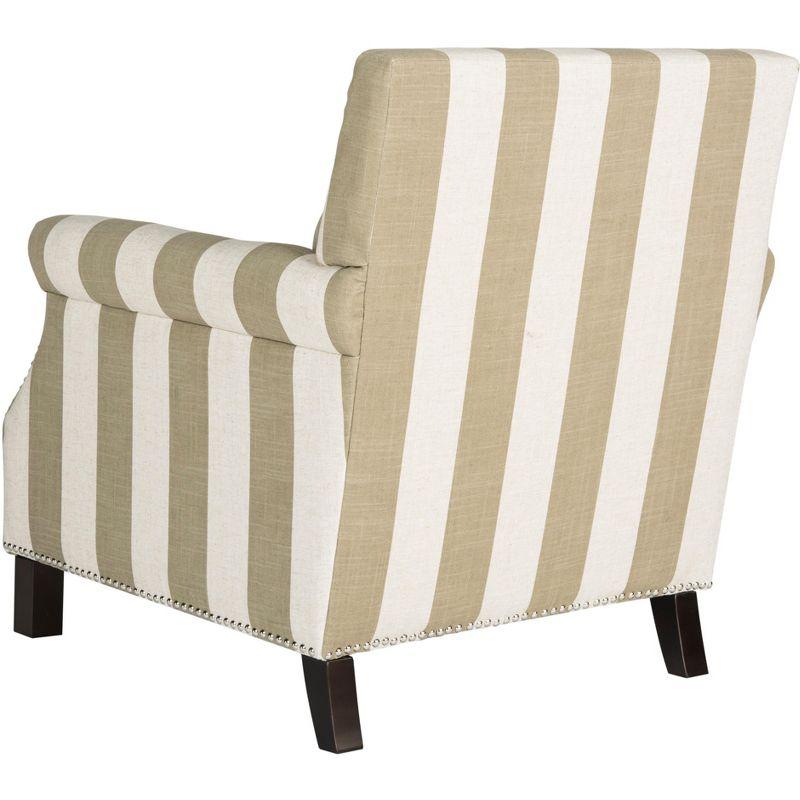 Easton Olive and White Striped Faux Leather Club Chair