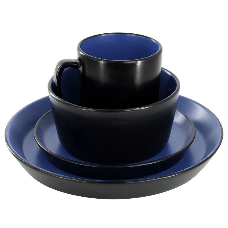 Blue and Black Ceramic 16-Piece Dinnerware Set