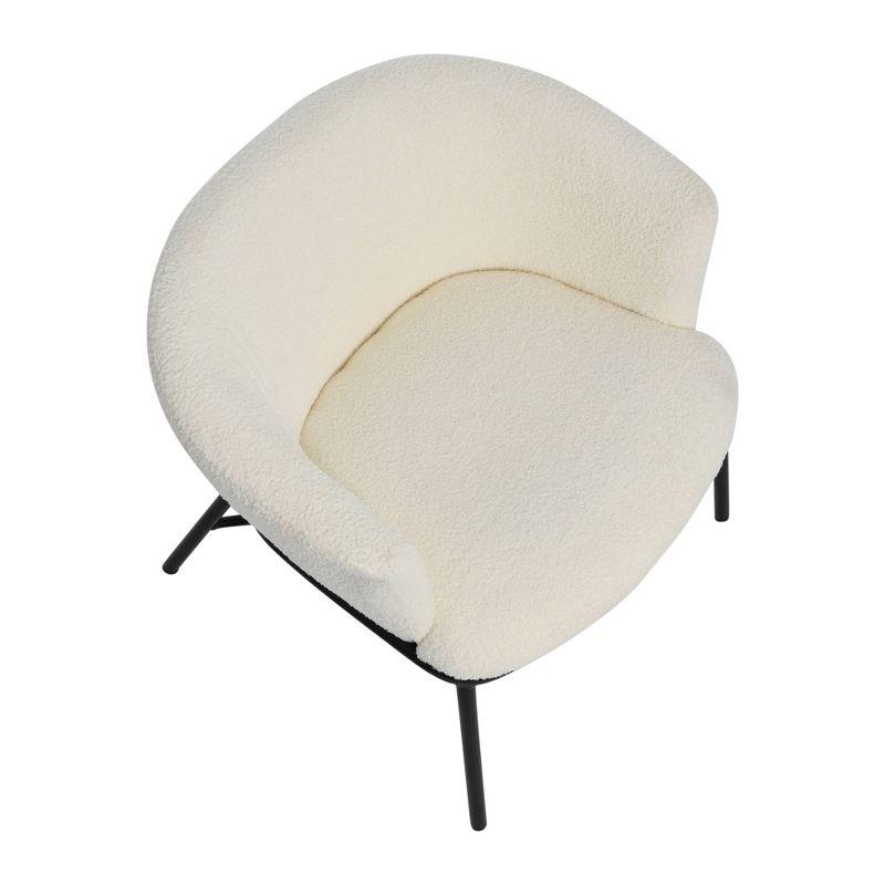 White Boucle Upholstered Metal Accent Arm Chair