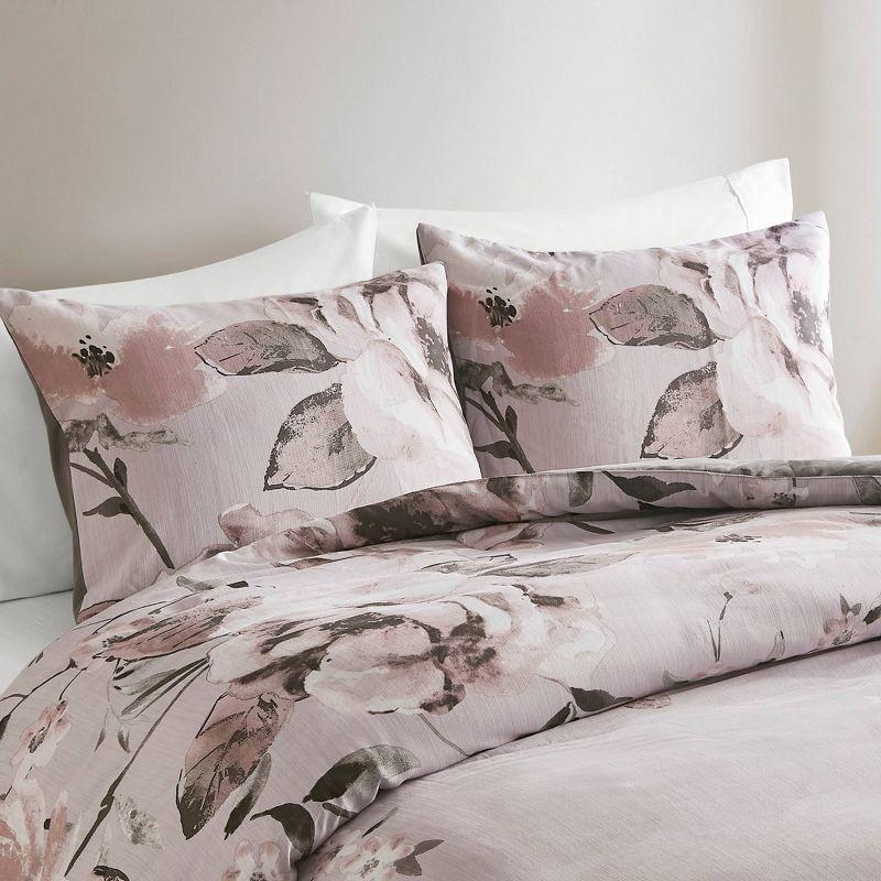 Lilac Floral Cotton Full/Queen Duvet Cover Set