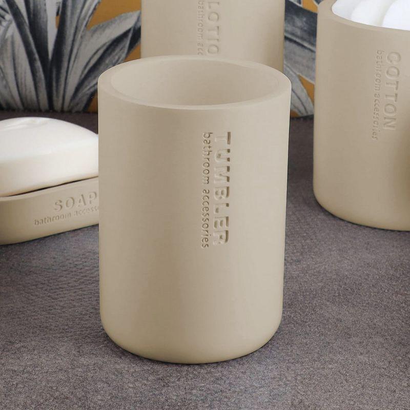 Evideco French Home Goods Chic Beige Bathroom Essentials Set with Natural Bamboo - 5 pieces
