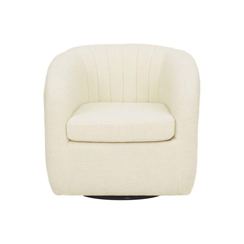 Latitude Run® Swivel Mid-Century Modern Accent Tub Chair with Faux Shearing Upholstery and Hidden Base
