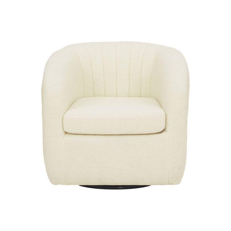 Upholstered Swivel Barrel Chair with Ottoman