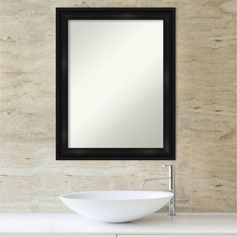 22" x 28" Non-Beveled Grand Narrow Bathroom Wall Mirror Black - Amanti Art: Modern Rectangle, Wall Mount, Polystyrene Frame