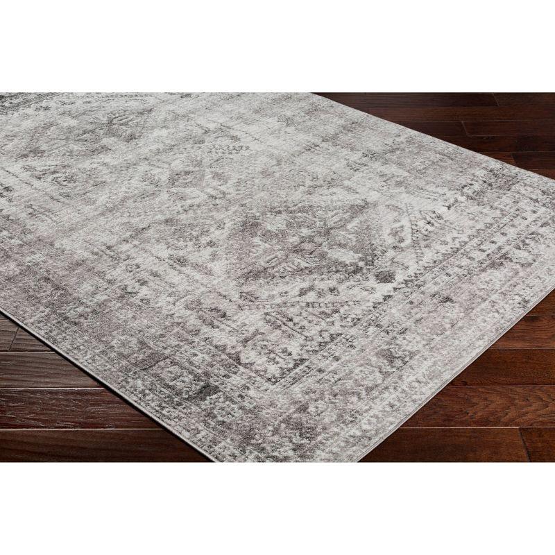 Elegant Gray Synthetic 31" Traditional Runner Rug