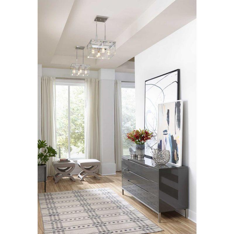 Progress Lighting Glayse 4-Light Semi-Flush Convertible Fixture, Brushed Nickel, Beveled Glass Shade