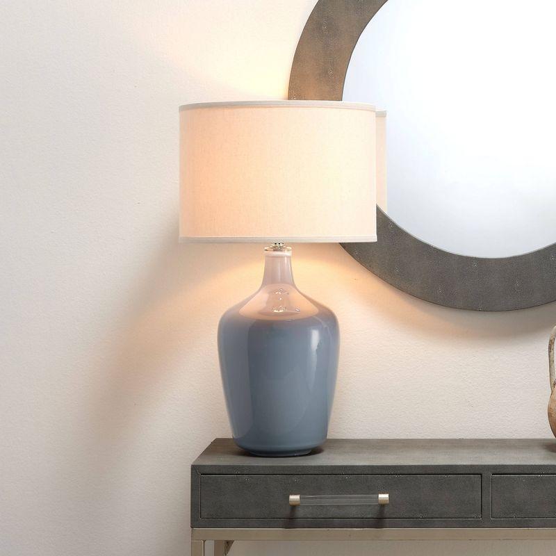 Splendor Home Plum Jar Ceramic Table Lamp with Drum Shade Gray : Modern Glossy Finish, 3-Way Switch, UL Listed