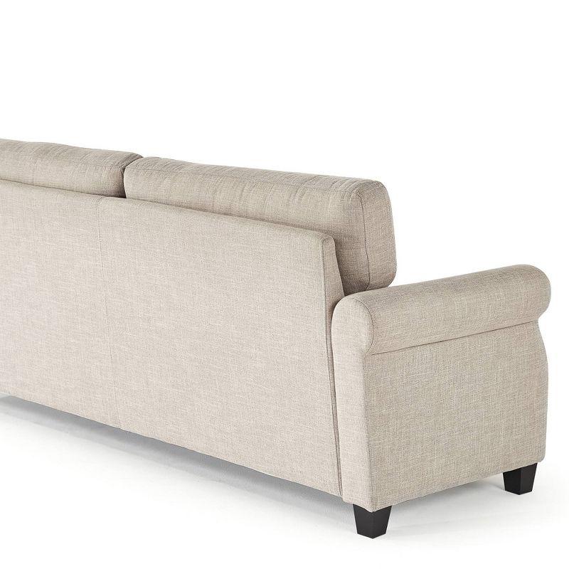 Beige Fabric Lawson Sofa with Round Arms and Metal Legs