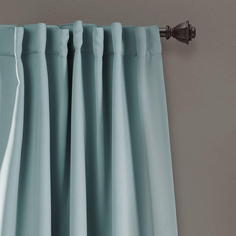 Blue Blackout Polyester Rod Pocket Curtain Panels