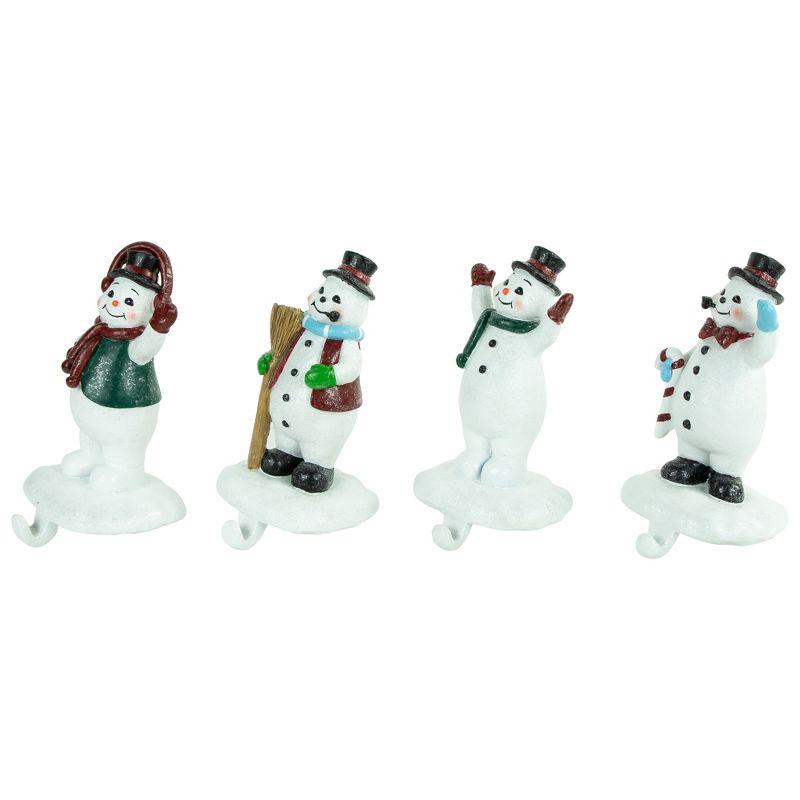 Northlight Winter Ready Glitter Snowman Christmas Stocking Holders - 7" - Set of 4