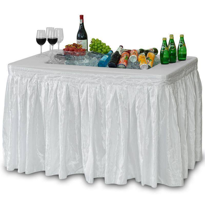 White Portable Folding Ice Bin Table with Satin Skirt