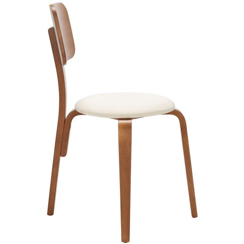 Jo Stackable Upholstered Dining Chairs (Set of 2) - DCH1010 - Walnut/Cream - Safavieh