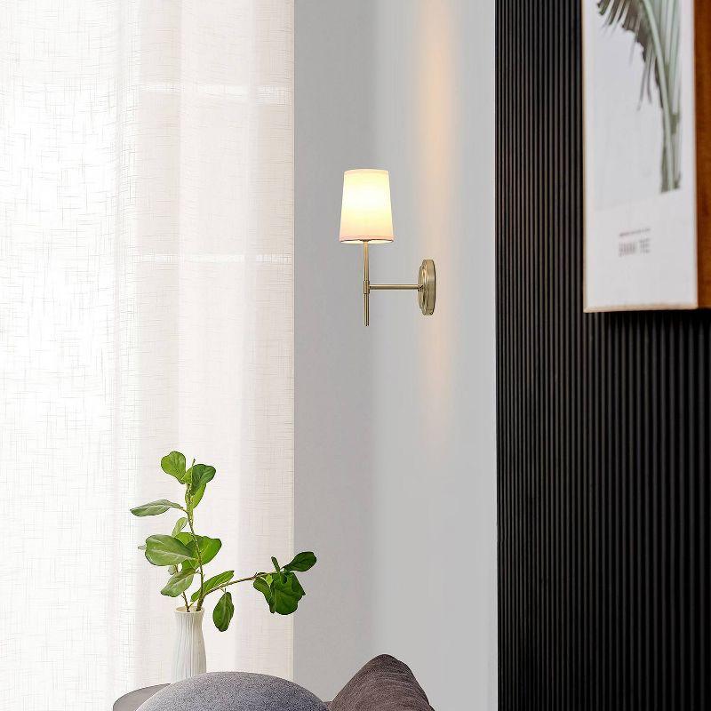 Clarissa Matte Brass Vintage Lantern Wall Sconce with White Shade