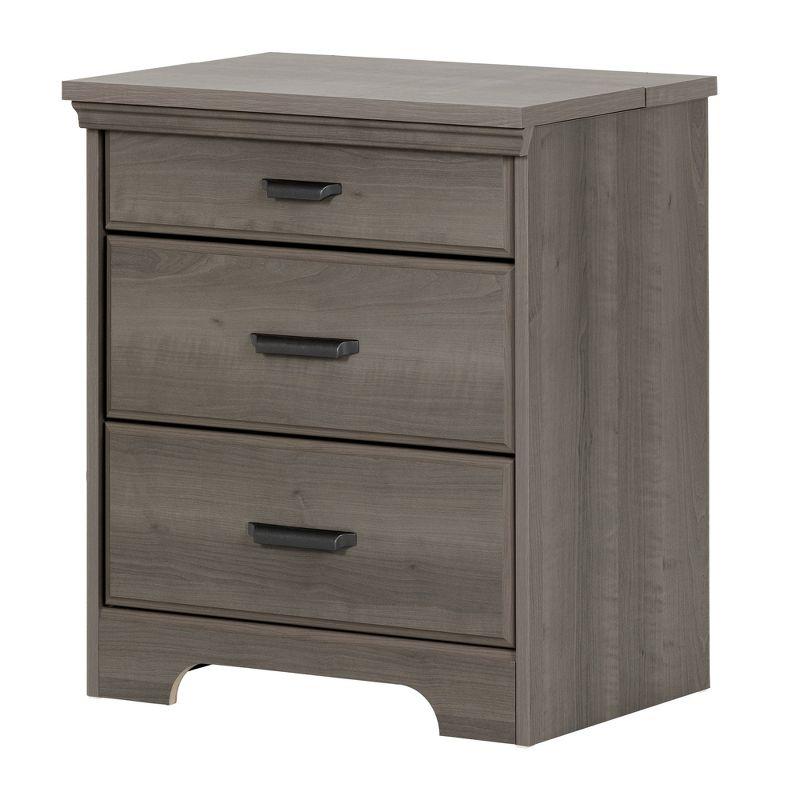 Gray Maple 2-Drawer Nightstand with Charging Station