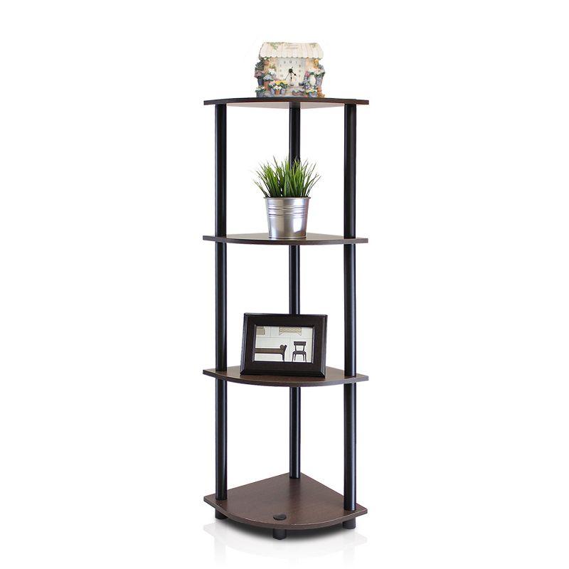 Furinno 4-Tier Bathroom Storage Shelf Corner Display Multipurpose Rack,Dark Brown