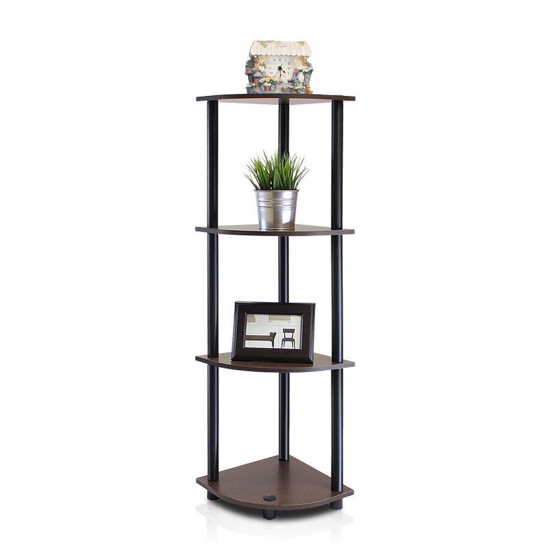 Furinno Dark Brown and Black 4-Tier Corner Shelf