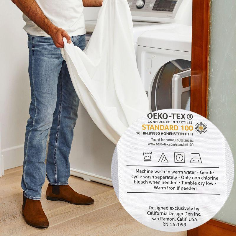 Fitted Sheet Only, Striped 500 Thread Count 100% Cotton Sateen, Deep Pocket by California Design Den - Stripe - Grey, Queen