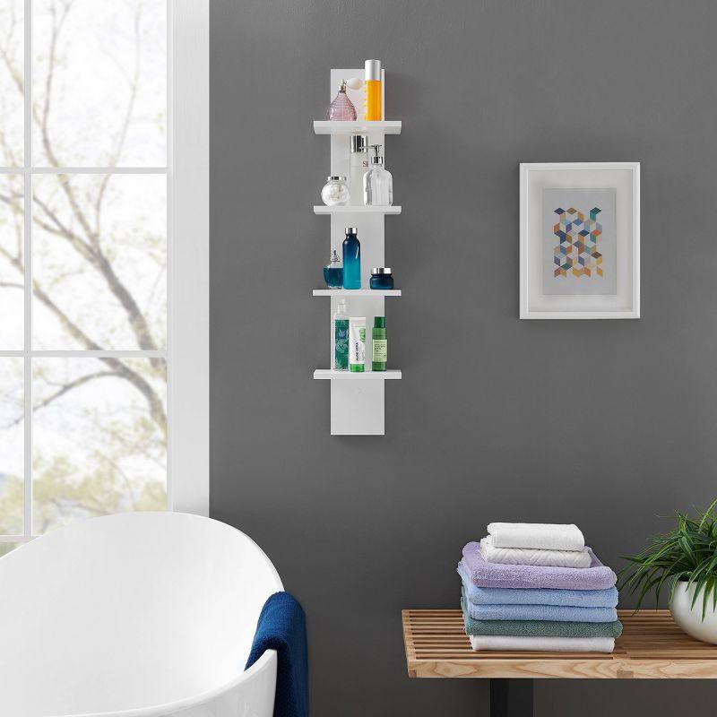 Danya B 39.5" x 9" Utility 4-Tier Column Spine Shelf White - Contemporary Floating Storage Display