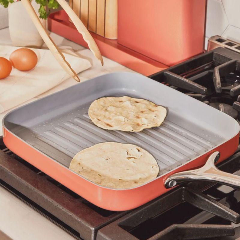 Caraway Home 11.02" Nonstick Square Grill Fry Pan Cream