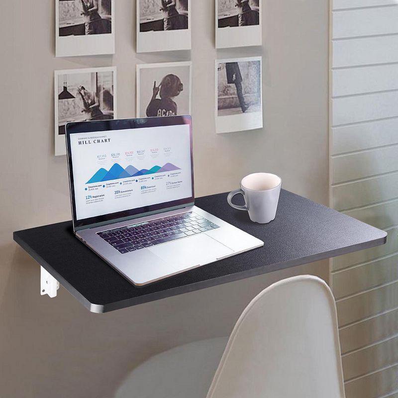 Yescom Wall Mounted Floating Folding Computer Desk 23 5/8" x 15 3/4" 66lbs Weight Capacity Black