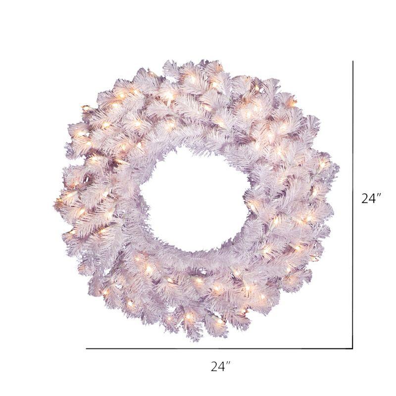 24" Crystal White Spruce Pre-Lit Artificial Christmas Wreath