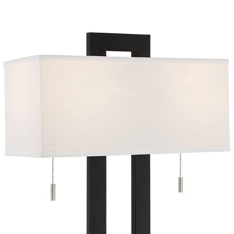 360 Lighting Neil Modern Rustic Table Lamp 26" High Black Metal with USB Charging Port White Rectangular Shade for Bedroom Living Room Bedside Desk