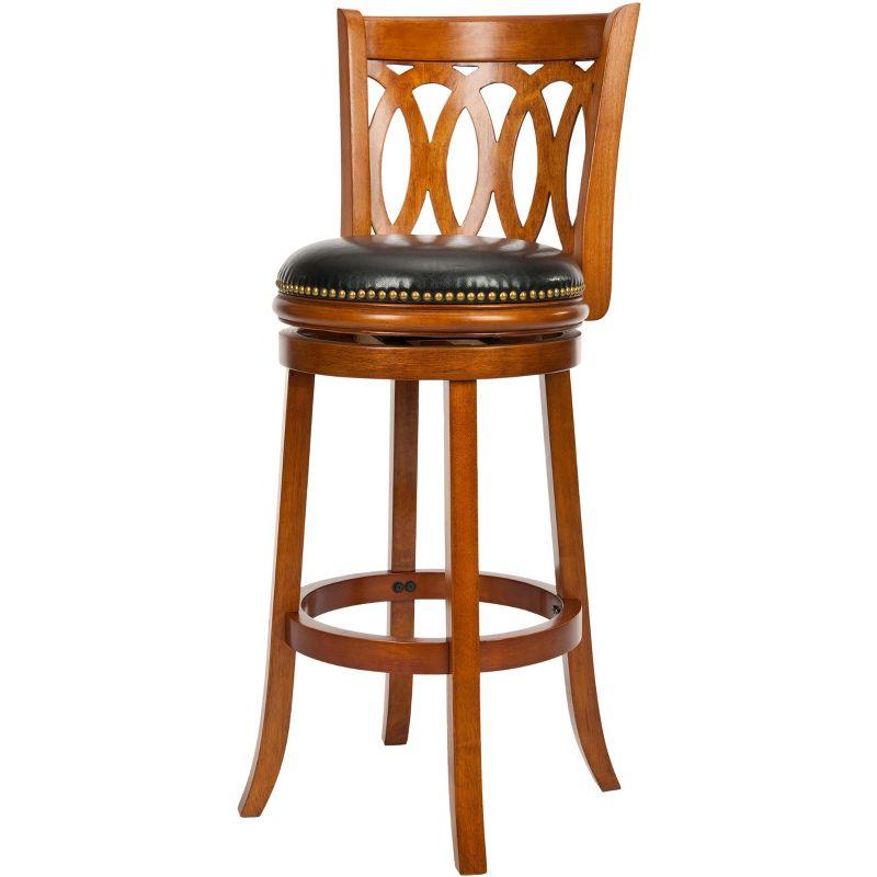 Baldwin Swivel Bar Stool - Dark Oak/Black - Safavieh