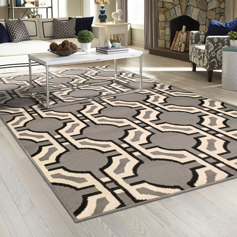 Modern Geometric Art-Deco Transitional Eclectic Trellis High-Traffic Power-Loomed Indoor Area Rug, 8'x10', Gray - Blue nile Mills