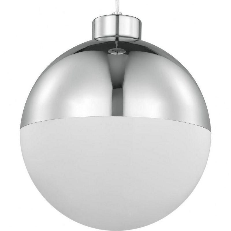 Progress Lighting, Globe Collection, 1-Light Pendant, Polished Chrome, Opal Glass Shade
