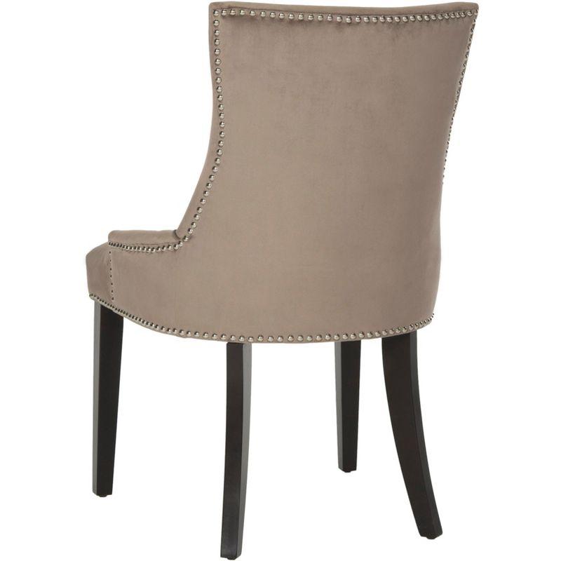 Lester 19"H Dining Chair (Set of 2) with Nickel Nail Heads - Mushroom - Safavieh