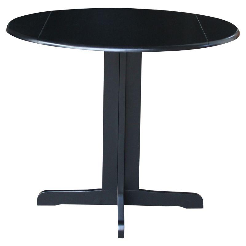 Scandinavian 38" Round Wood Extendable Dining Table in Black