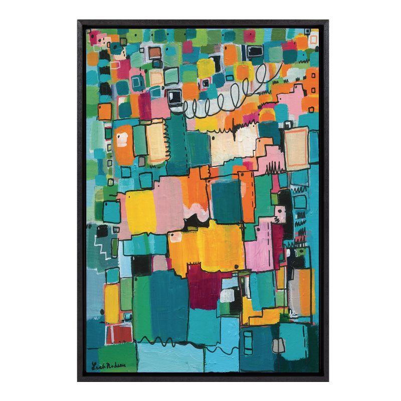 Kate and Laurel Sylvie Afternoon Delight Framed Canvas by Leah Nadeau, 23x33, Black