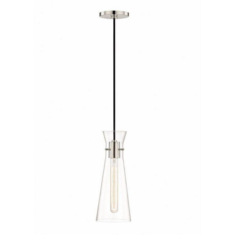 Polished Nickel Clear Glass Pendant Light with Adjustable Cord