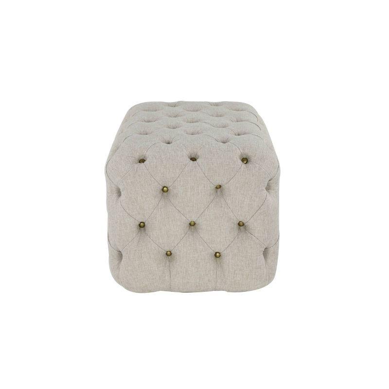 Linen Tufted Ottoman Bench Beige - Olivia & May