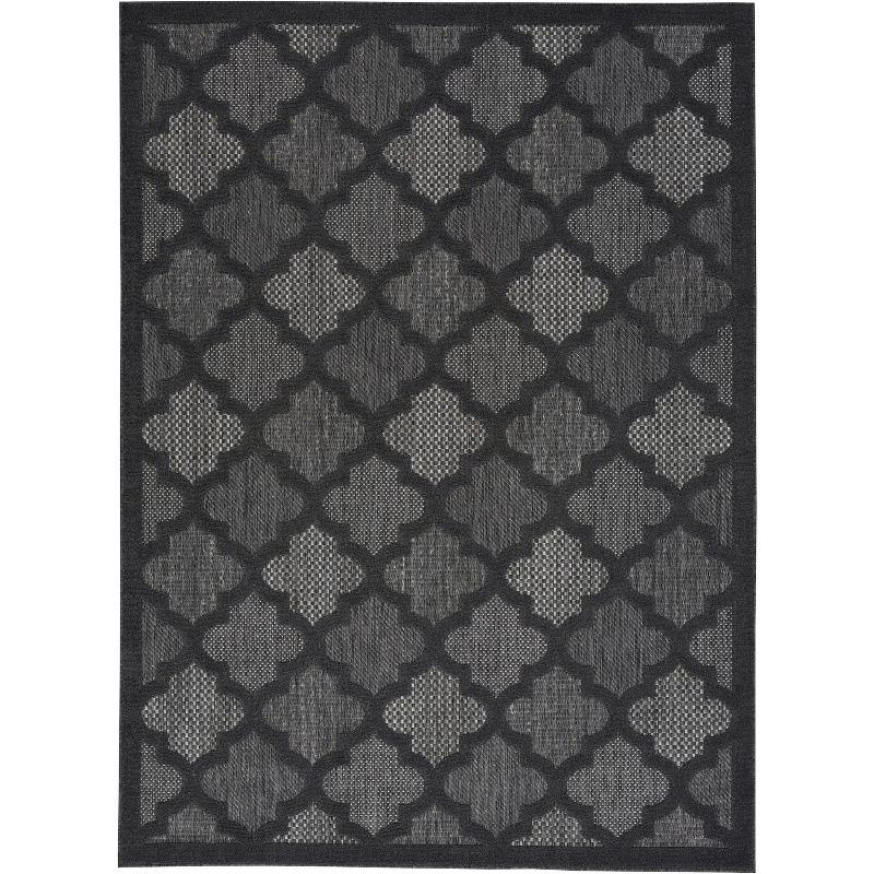 Nourison Easy Care 5' x 7' Charcoal Black Modern Flatweave Indoor/Outdoor Rug