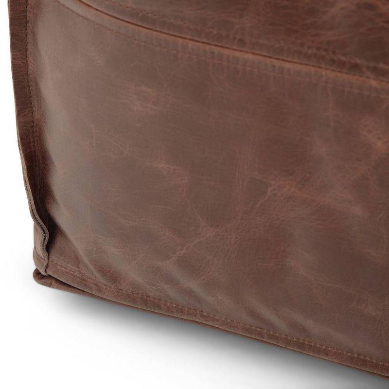 Erving Square Pouf Brown - WyndenHall: Genuine Buffalo Leather, Mid-Century Modern, No Assembly Required