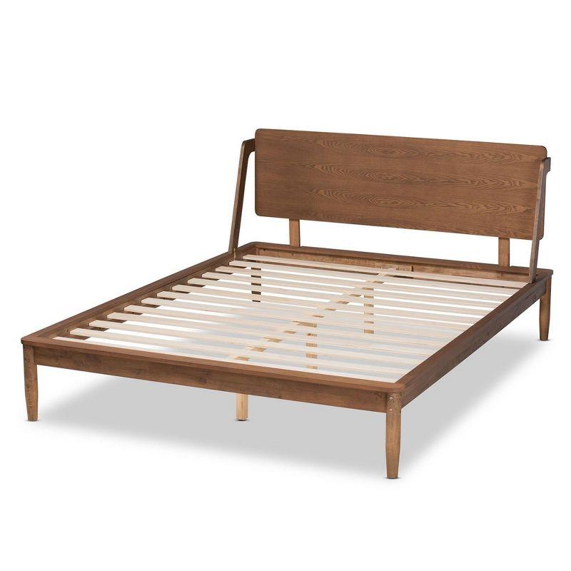 Sadler Mid-Century Modern Platform Bed Walnut/Brown - Baxton Studio