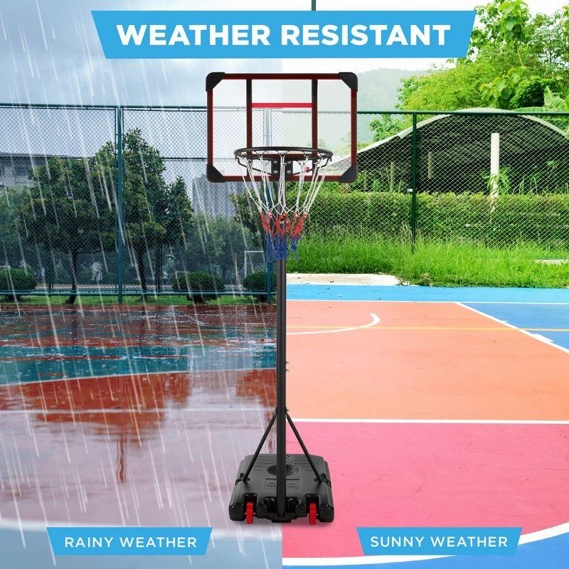 Adjustable Kids Portable Basketball Hoop with Clear Backboard and Wheels