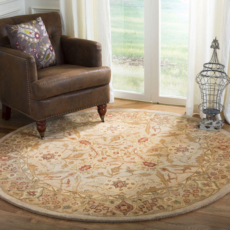 Anatolia AN516 Hand Tufted Indoor Area Rug - Grey Beige/Sage - 6' Round - Safavieh