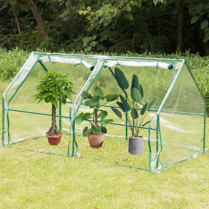 Medium Green Waterproof Portable Plant Greenhouse with Clear Windows