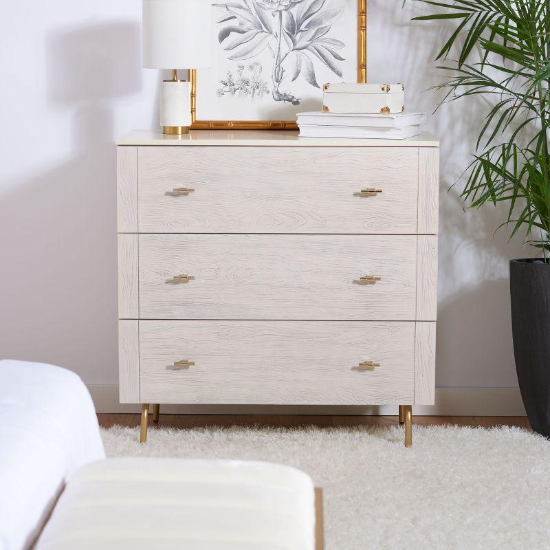 Genevieve 3 Drawer Dresser - DRS5000 - Cream/White Washed - Safavieh
