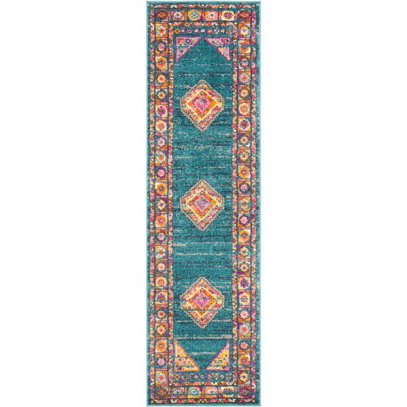 Madison MAD133 Power Loomed Runner Rug - Light Blue/Orange - 2'3"x6' - Safavieh.