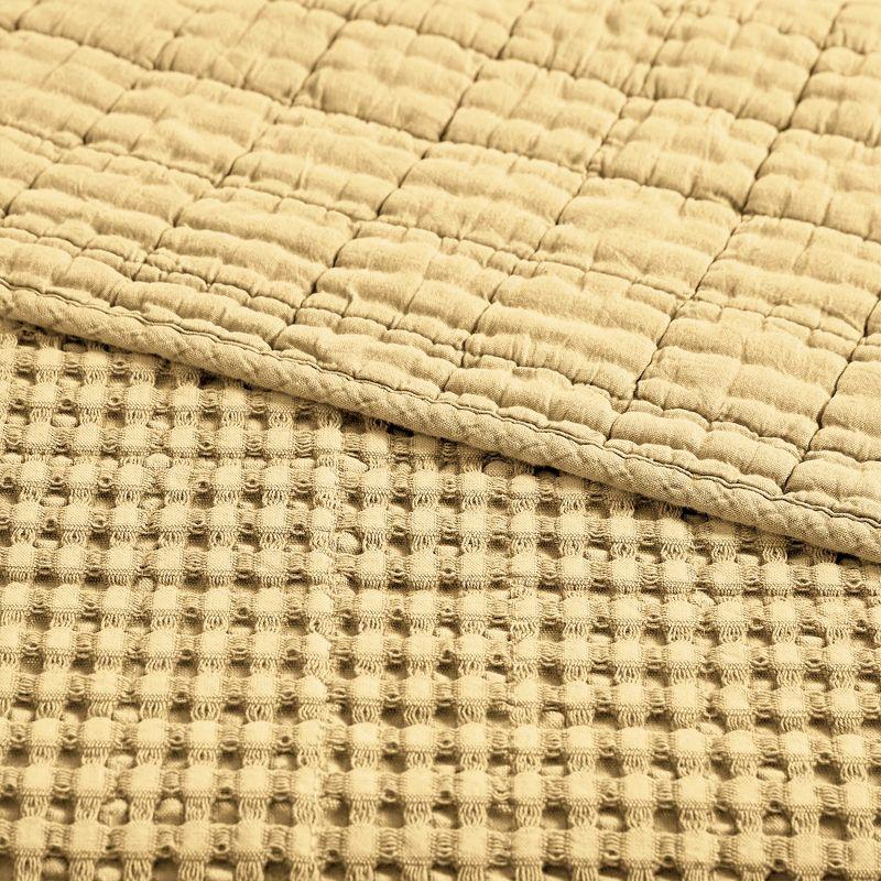 Ochre Cotton Sherpa Reversible Waffle Throw 50 x 60in