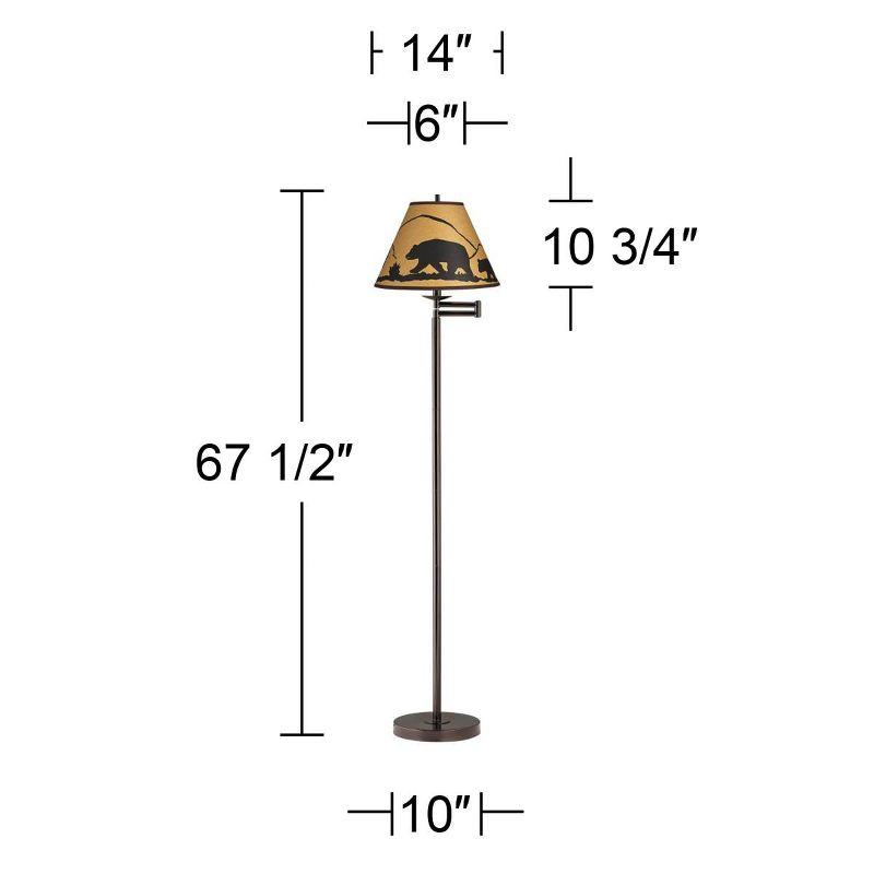 360 Lighting Modern Swing Arm Floor Lamp Adjustable 67.5" Tall Bronze Mountain Scene Empire Shade for Living Room Reading Bedroom Office