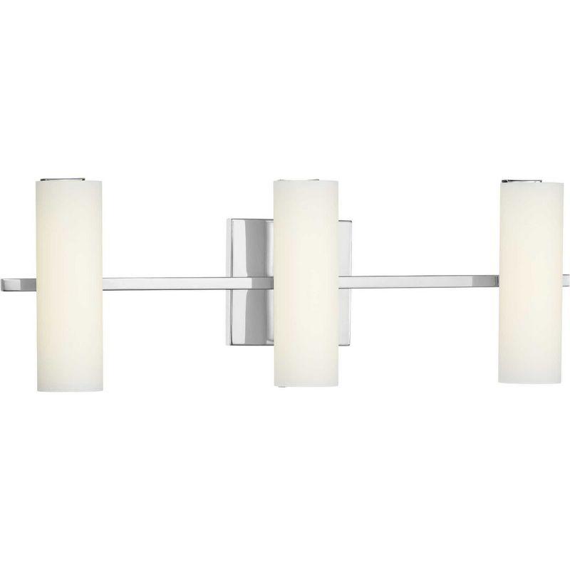 Progress Lighting Colonnade 3-Light Bath, Brushed Nickel, Tubular Etched Glass Shade