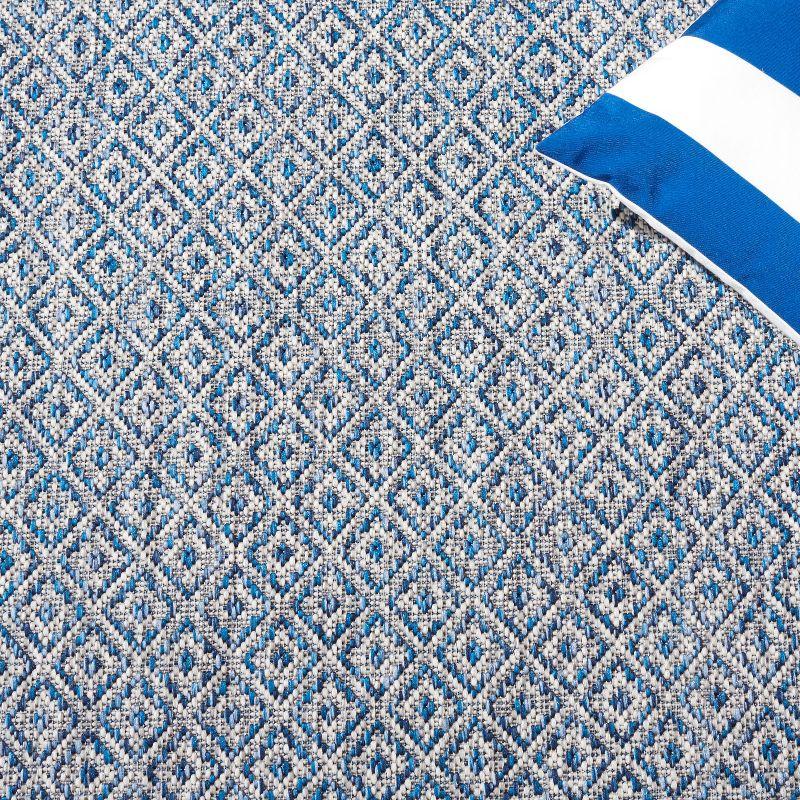 Courtyard CY8235 UV & Stain Resistant Non-Shedding Power Loomed Indoor/Outdoor Accent Rug - Grey/Blue - 4'x4' - Safavieh