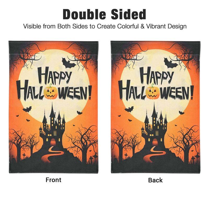 Yescom 12"x18" Halloween Garden Flag Castle Bat Pumpkin Jack O Lantern Party Decoration 2024 Orange