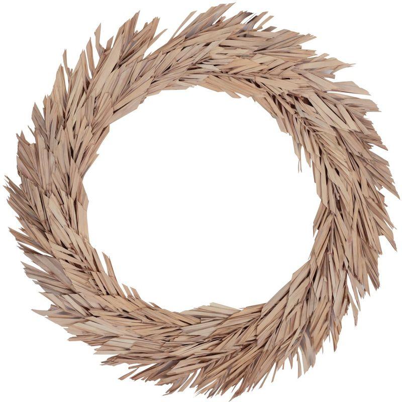 Vickerman Natural Botanicals 24" Bleached Canna Leaf Wreath. This wreath measures 24 inches in diameter. It features bleached canna leaves on a coco