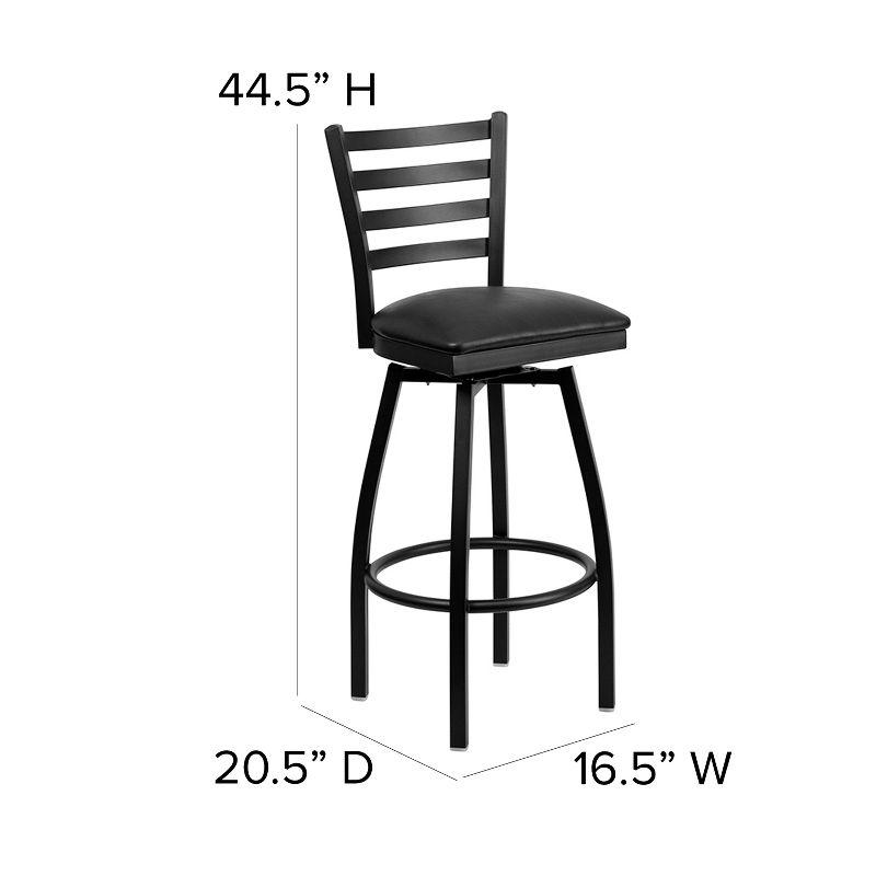 Essential Swivel Black Vinyl & Metal Barstool with Ladder Back